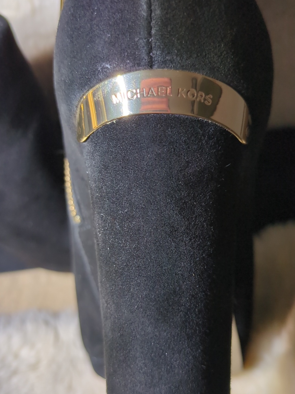 Michael Kors Black Suede High Heel Ankle Boots w/Gold Zippers NOW ONLY $55 WOW - Picture 3 of 13